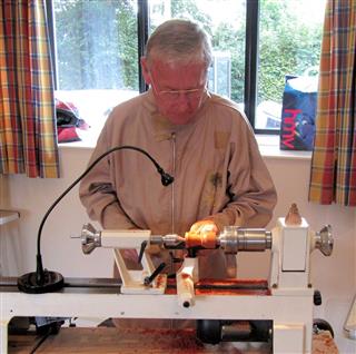 Keith making tree decorations